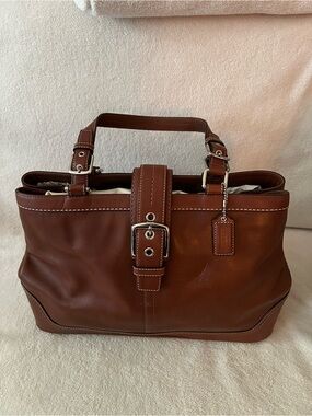Classic Coach Brown Leather Tote Bag EUC